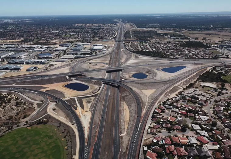 Aerial view of Malaga Interchange, NorthLink Stage 2, Perth Western Australia